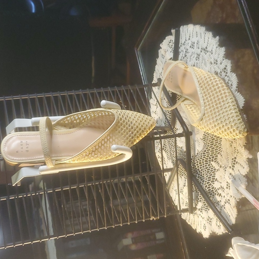 A New Day Beige Flat (Flex Strap back)  shoes. Size 7